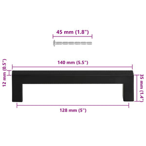 Möbelgriffe 10 Stk. Schwarz 128 mm Edelstahl