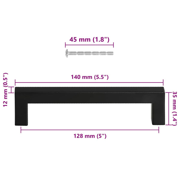 Möbelgriffe 10 Stk. Schwarz 128 mm Edelstahl