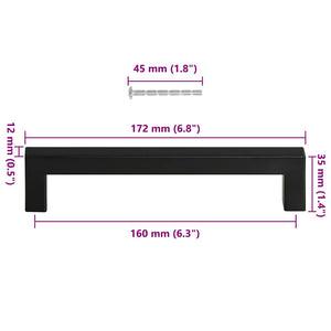 Möbelgriffe 10 Stk. Schwarz 160 mm Edelstahl