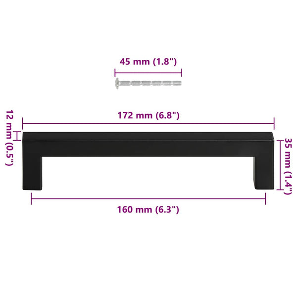 Möbelgriffe 10 Stk. Schwarz 160 mm Edelstahl