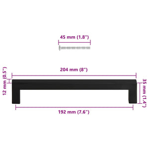 Möbelgriffe 5 Stk. Schwarz 192 mm Edelstahl