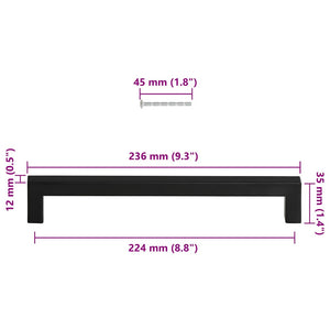 Möbelgriffe 5 Stk. Schwarz 224 mm Edelstahl