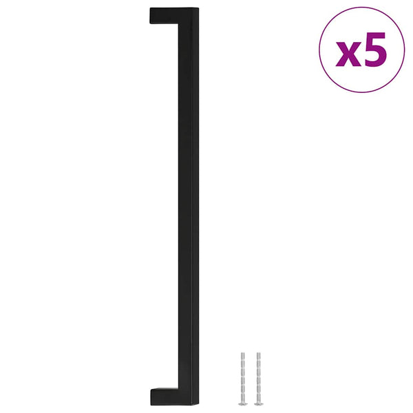 vidaXL Poignées de meuble 5 pcs Noir 320 mm Acier inoxydable