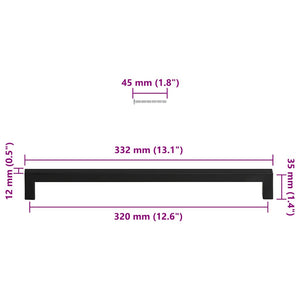 vidaXL Poignées de meuble 5 pcs Noir 320 mm Acier inoxydable