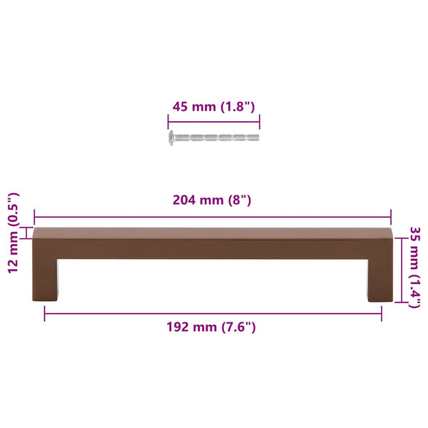 Möbelgriffe 5 Stk. Bronzen 192 mm Edelstahl