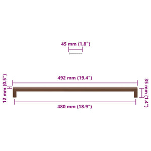 Möbelgriffe 5 Stk. Bronzen 480 mm Edelstahl