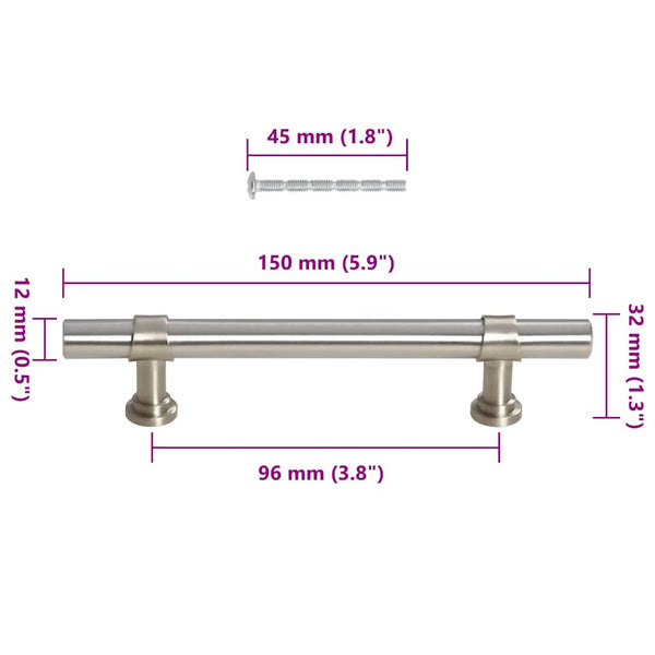 Möbelgriffe 10 Stk. Silbern 96 mm Edelstahl