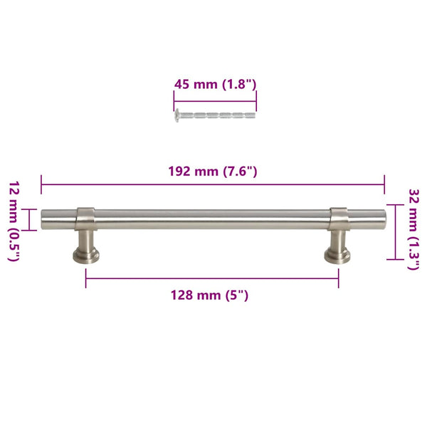 Möbelgriffe 10 Stk. Silbern 128 mm Edelstahl