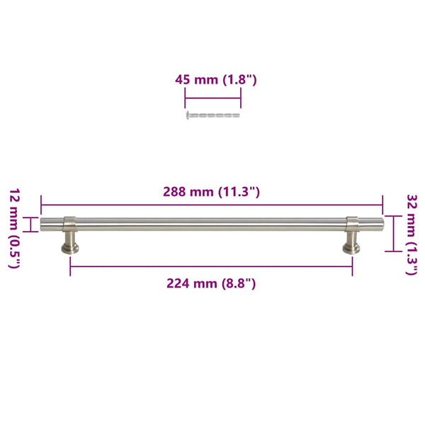 Möbelgriffe 5 Stk. Silbern 224 mm Edelstahl
