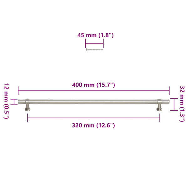 Möbelgriffe 5 Stk. Silbern 320 mm Edelstahl