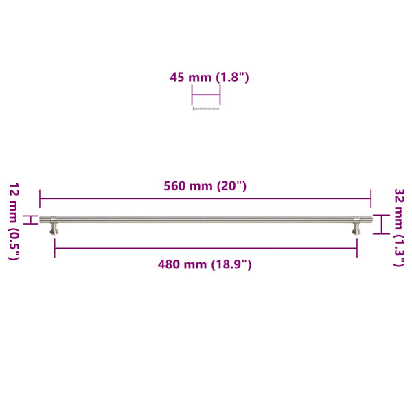 Möbelgriffe 5 Stk. Silbern 480 mm Edelstahl
