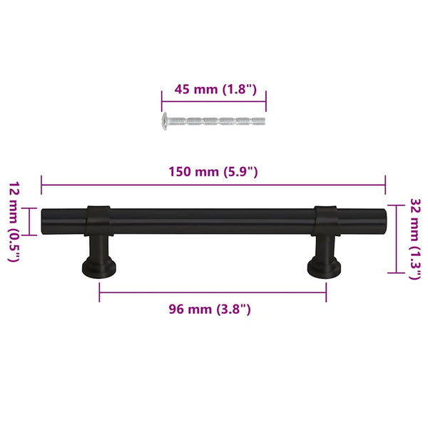 Möbelgriffe 10 Stk. Schwarz 96 mm Edelstahl