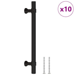 vidaXL Poignées de meubles 10 pcs Noir 128 mm Acier inoxydable