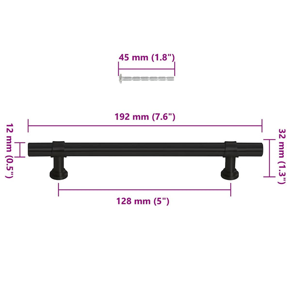 vidaXL Poignées de meubles 10 pcs Noir 128 mm Acier inoxydable