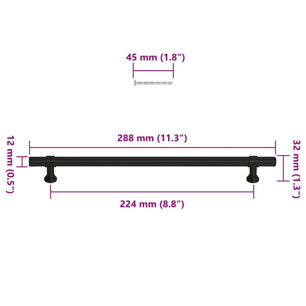 Möbelgriffe 5 Stk. Schwarz 224 mm Edelstahl