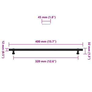vidaXL Poignées de meuble 5 pcs Noir 320 mm Acier inoxydable