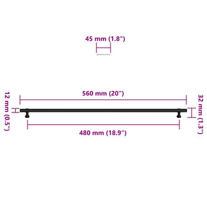 Möbelgriffe 5 Stk. Schwarz 480 mm Edelstahl