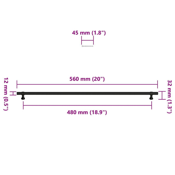 Möbelgriffe 5 Stk. Schwarz 480 mm Edelstahl