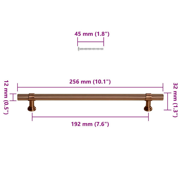 Möbelgriffe 5 Stk. Bronzen 192 mm Edelstahl