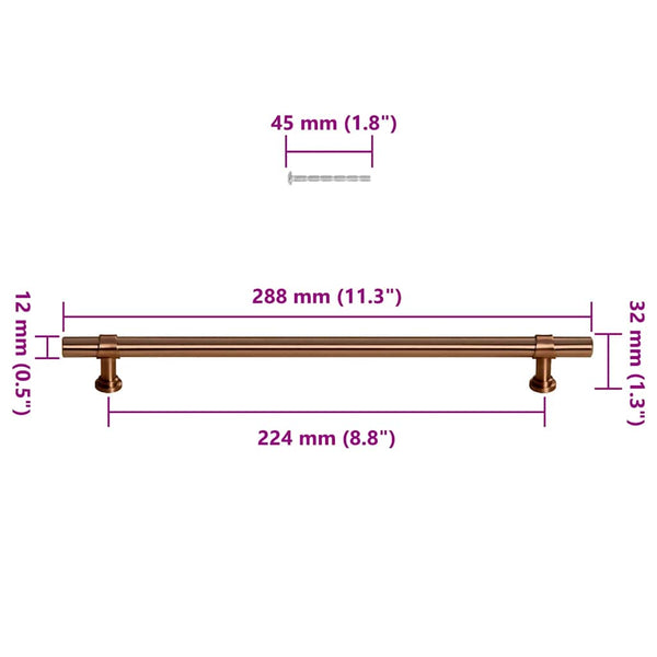 Möbelgriffe 5 Stk. Bronzen 224 mm Edelstahl