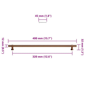 vidaXL Poignées de meuble 5 pcs Bronze 320 mm Acier inoxydable