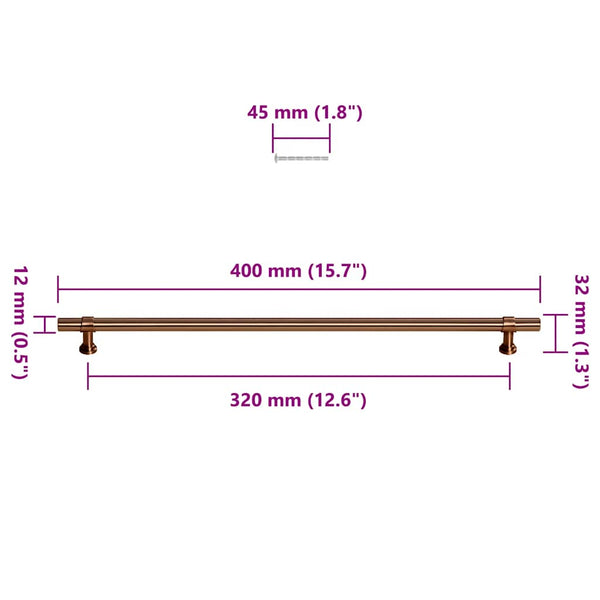 vidaXL Poignées de meuble 5 pcs Bronze 320 mm Acier inoxydable