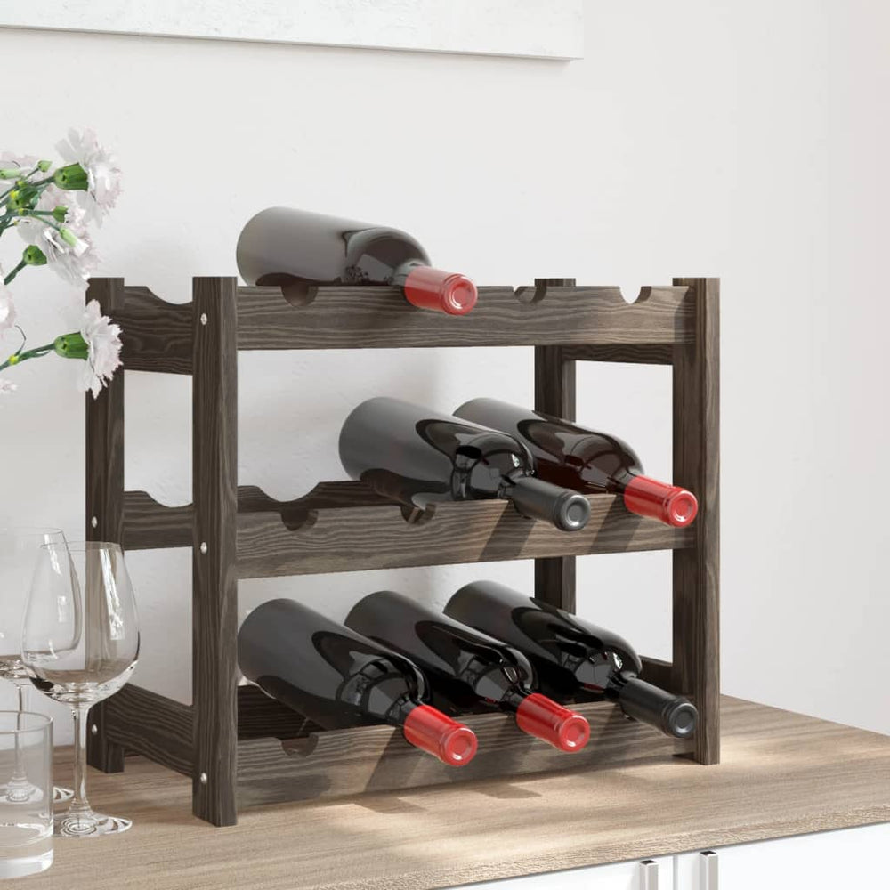 Weinregal für 12 Flaschen, Grau, Kiefernholz
