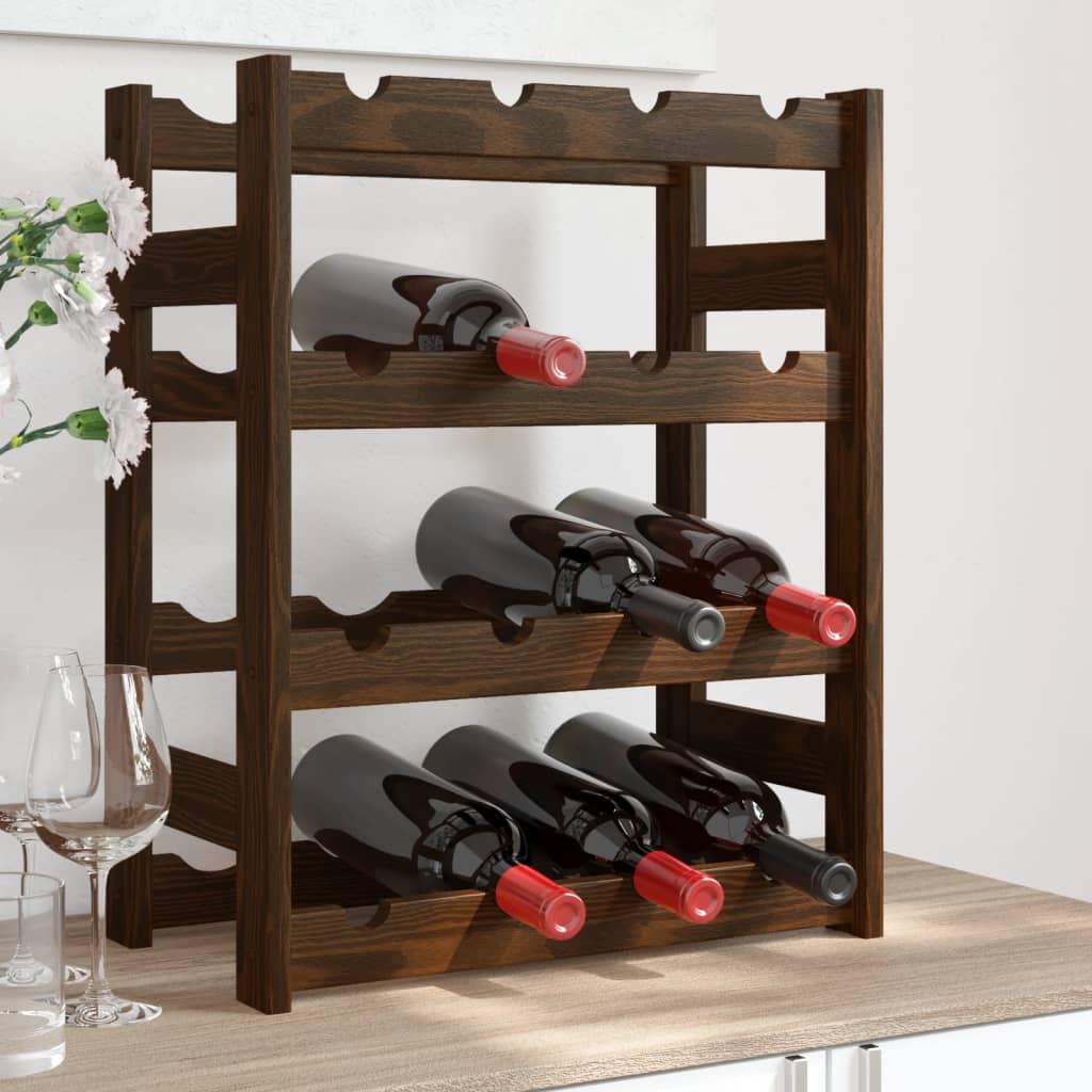 Weinregal für 16 Flaschen, Kiefer Massivholz, Braun