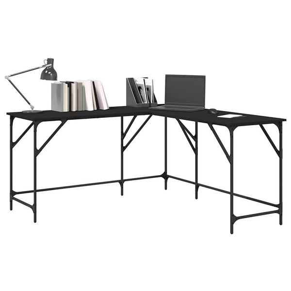 Schwarzer L-Form Schreibtisch 149x149 cm