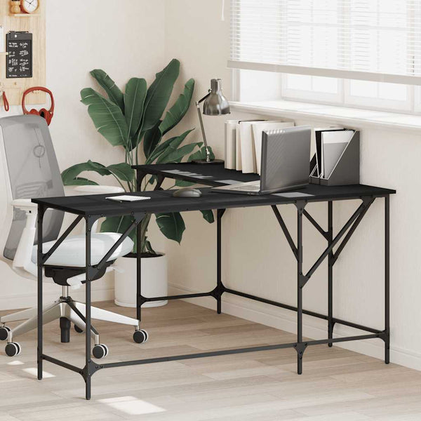 Schwarzer L-Form Schreibtisch 149x149 cm