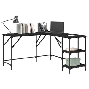 Schwarzer Schreibtisch 139x139 cm Eckschreibtisch