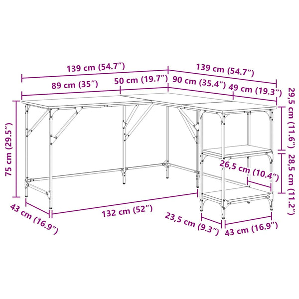 Schreibtisch Sonoma-Eiche 139x139 cm