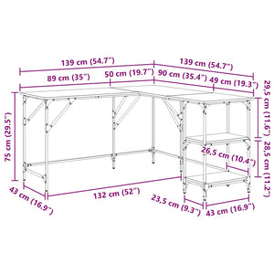 Schreibtisch Grau Sonoma 139x139 cm