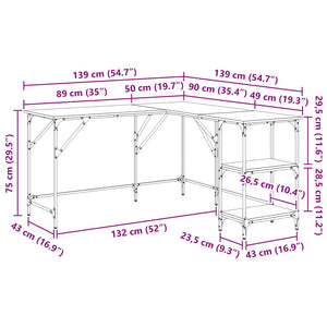 Schreibtisch Braun Eichenoptik 139x139 cm