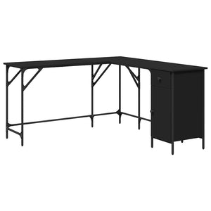 Schreibtisch Schwarz L-Form 141 cm
