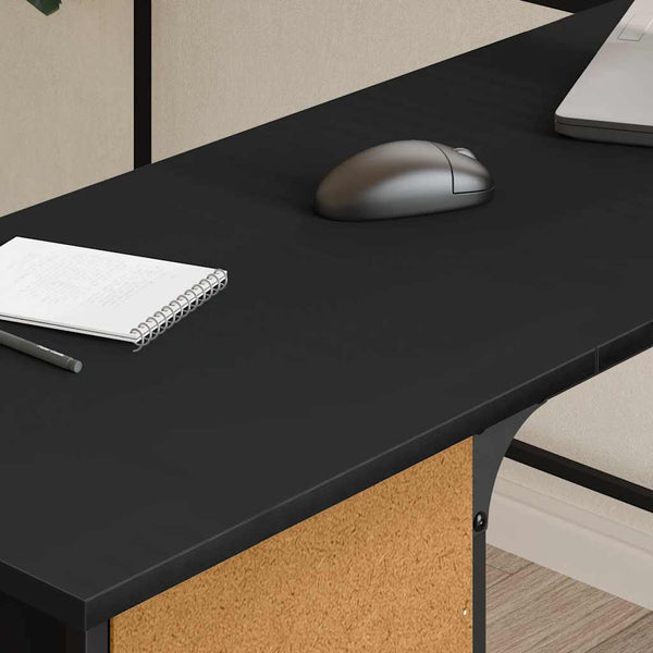 Schreibtisch Schwarz L-Form 141 cm