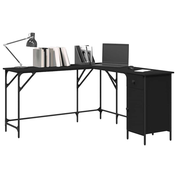 Schreibtisch Schwarz L-Form 141 cm