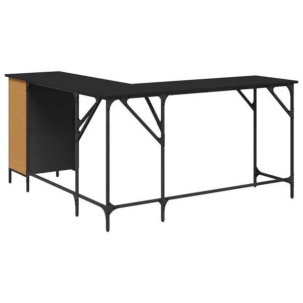 Schreibtisch Schwarz L-Form 141 cm