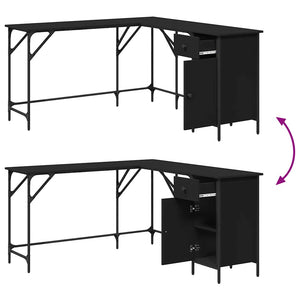 Schreibtisch Schwarz L-Form 141 cm
