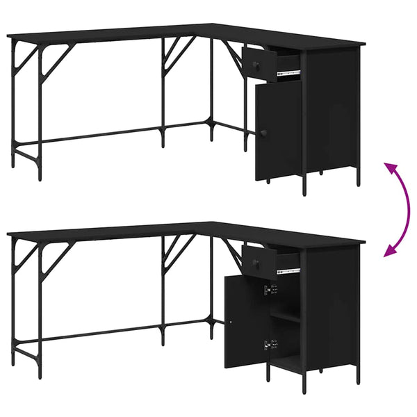 Schreibtisch Schwarz L-Form 141 cm