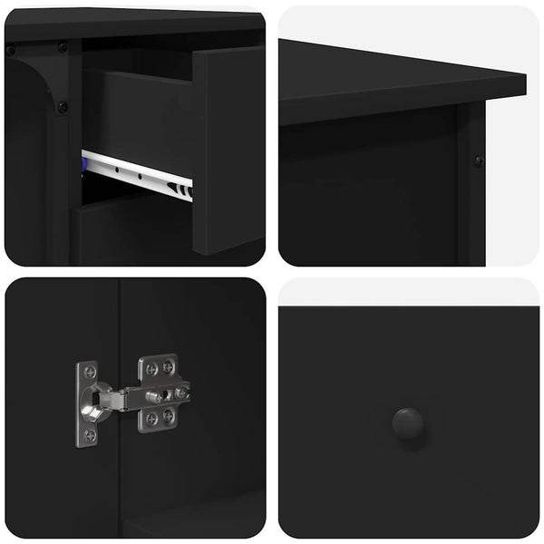 Schreibtisch Schwarz L-Form 141 cm