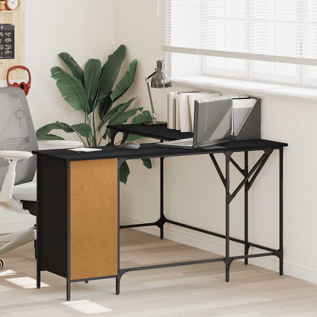 Schreibtisch Schwarz L-Form 141 cm