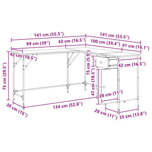 Schreibtisch Braun Eichenoptik 141x141 cm