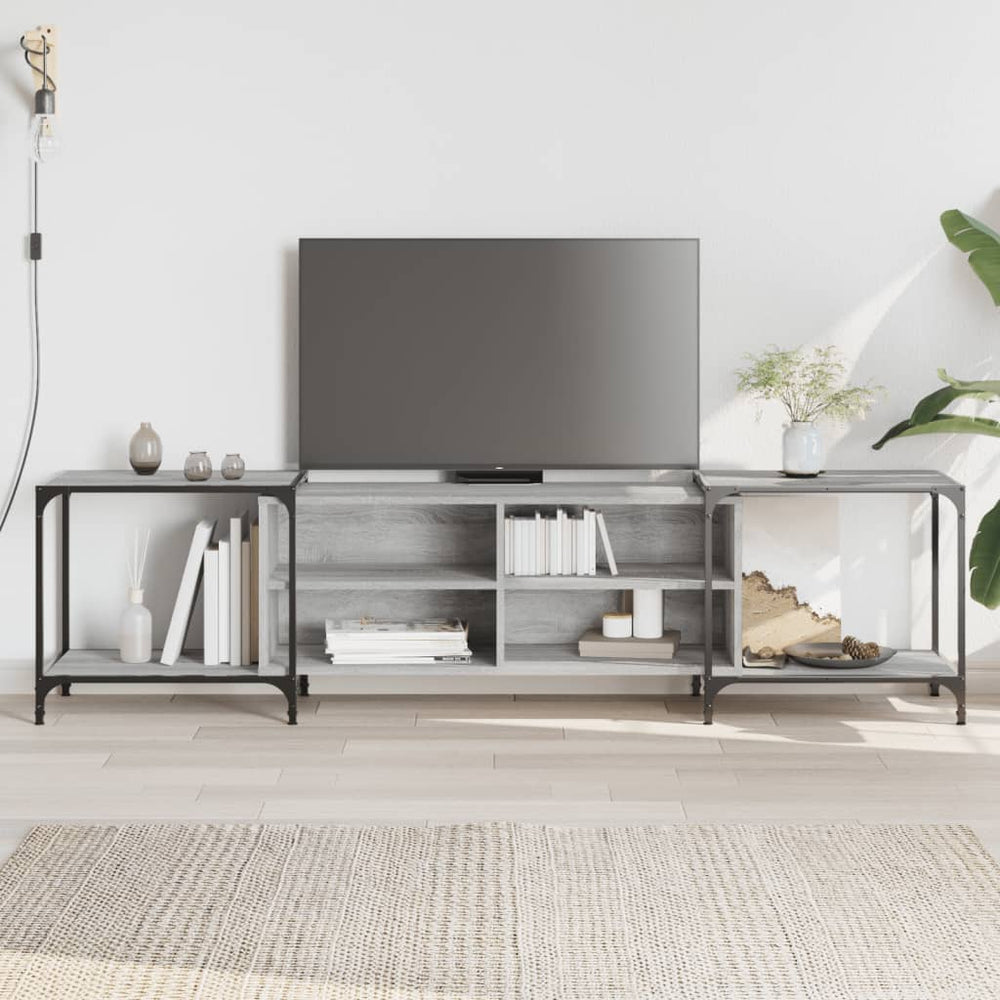vidaXL TV Cabinet Sonoma Grey 203x37x50 cm Engineered Wood