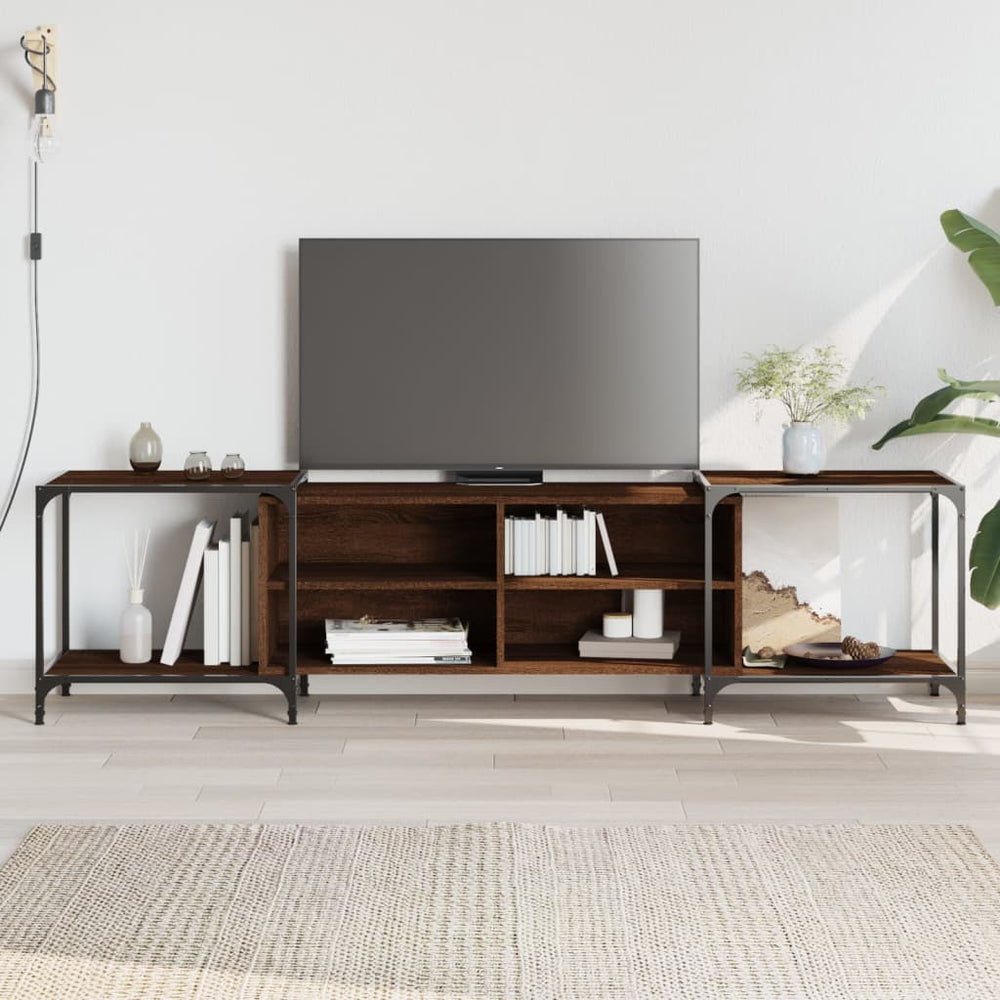 vidaXL Meuble TV marron aspect chêne 203x37x50 cm, bois d'ingénierie