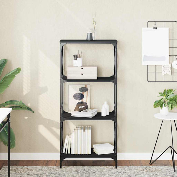 Schwarzes Bücherregal mit 4 Böden