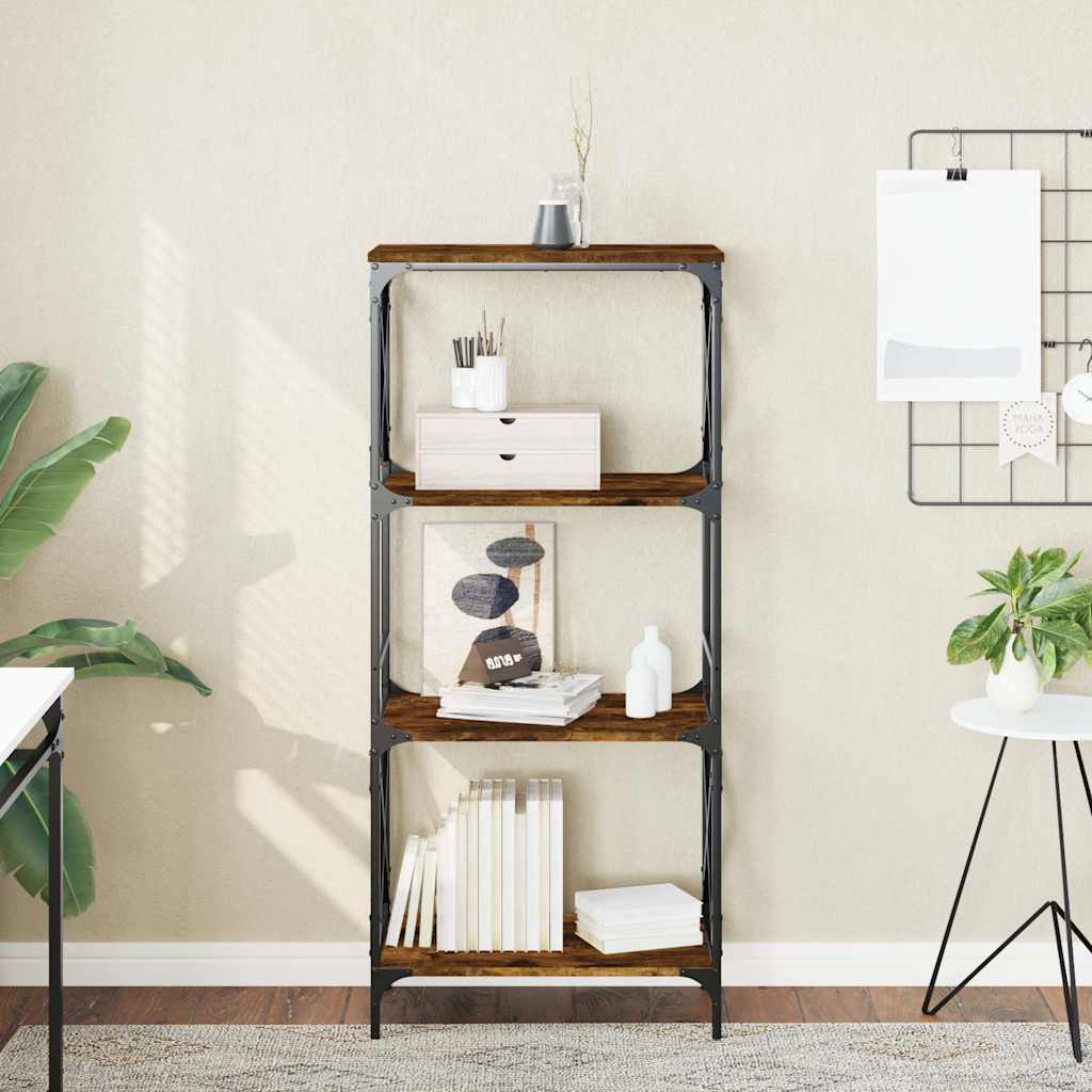 Bücherregal Räuchereiche, 4 Böden, 132cm hoch