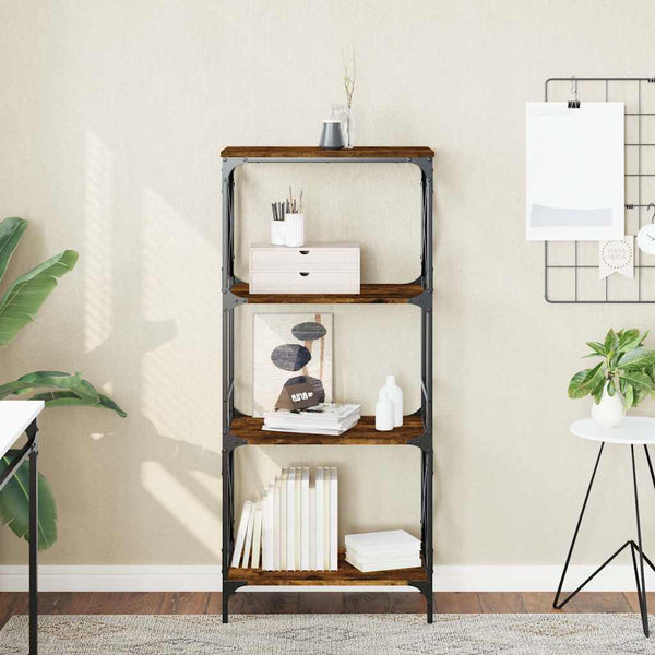 Bücherregal Räuchereiche, 4 Böden, 132cm hoch