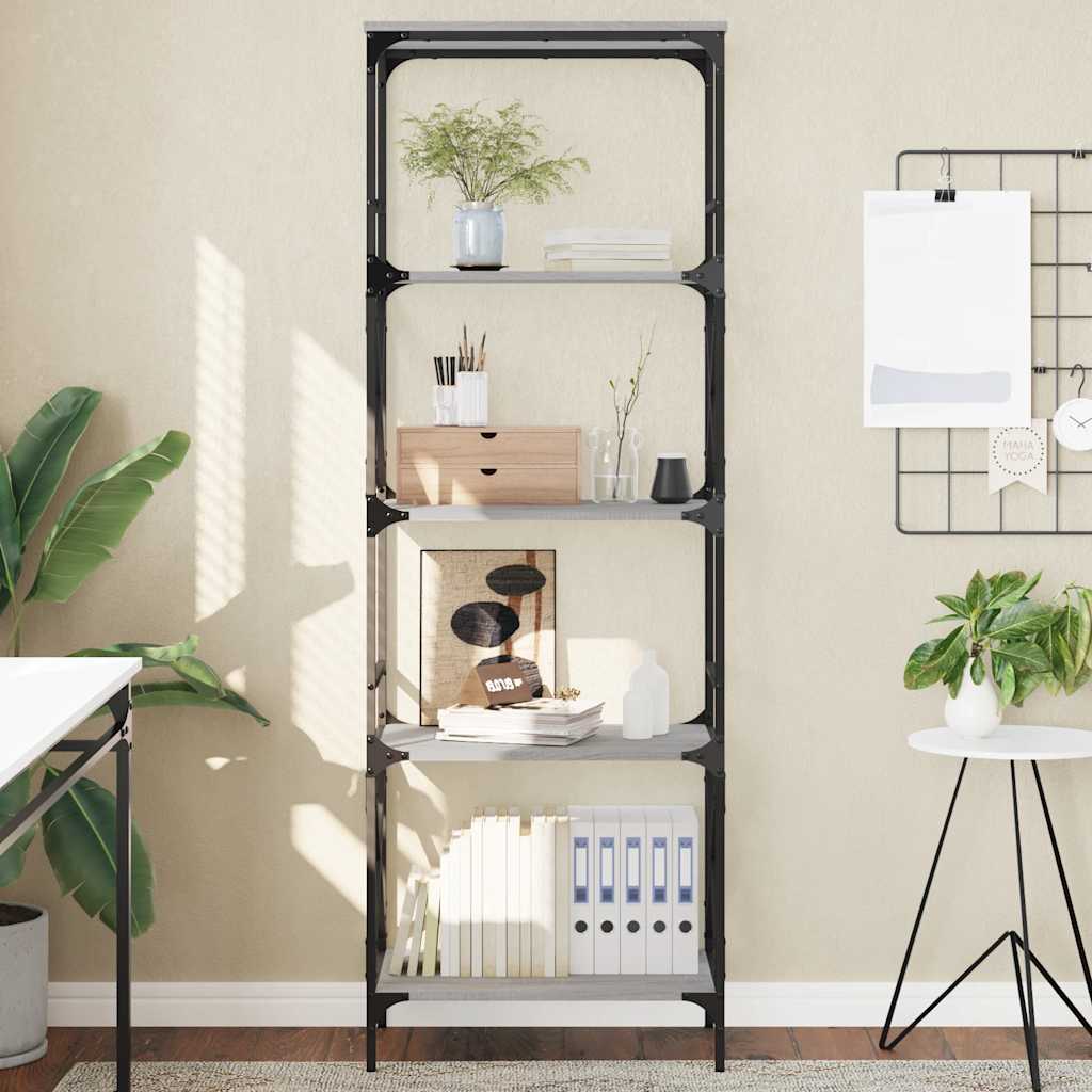 Bücherregal Grau Sonoma 5 Böden 171 cm