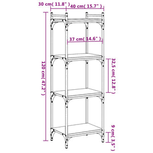 Bücherregal Grau Sonoma 4 Böden 40x120 cm